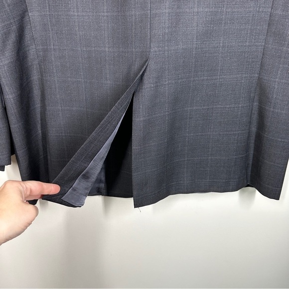 Hickey Freeman Collection Nordstrom Wool Sport Coat Blazer Gray Plaid Size 46R - Picture 5 of 8